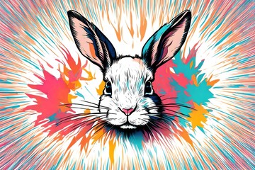 Bunny head in pop art style