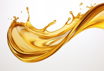 Golden liquid splashed, oil splash in white background