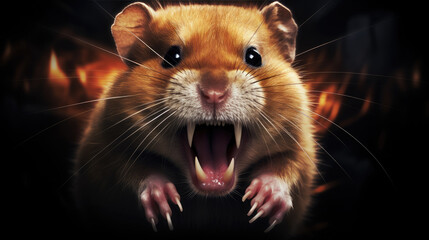 Shadowy Intrigue: Evel Hamster Amidst Danger. Generative AI