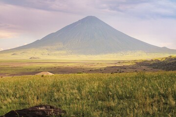 Fototapeta premium View of Mount Ol Doinyo Lengai in Ngorongoro Conservation Area in Tanzania 