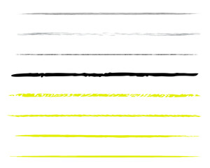 A set of brushes and elements for notes, highlighting and underlining in text