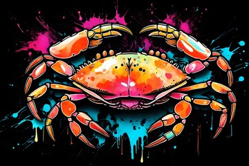 Spider vector in neon pop art style