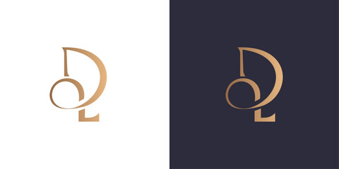 Letter d and l logo monogram, minimal style identity initial logo mark. Golden gradient vector emblem logotype for business cards initials.