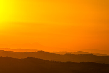 Fototapeta premium Lanscape in Italy at sunset, Marche