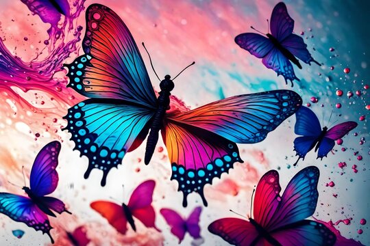 Neon color butterfly