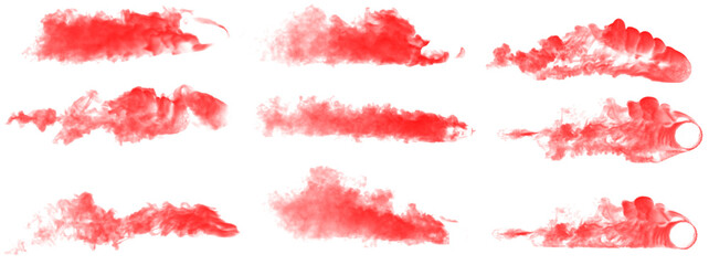 Red Set of realistic isolated cloud on the transparent background.