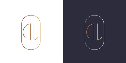 Letter d and l logo monogram, minimal style identity initial logo mark. Golden gradient vector emblem logotype for business cards initials. - obrazy, fototapety, plakaty