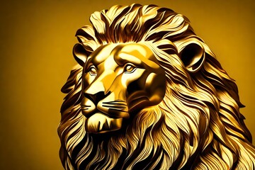 golden lion head statue