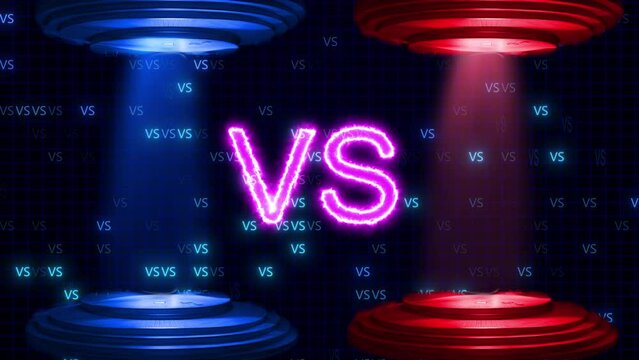 Neon Vs Background With Randomly Vs Icon Animation. Stage Light Animation, Versus Team Fighting Game Competition Background, Vs Or Versus Stage And Light Animation Uses For Team Competition Game Fight