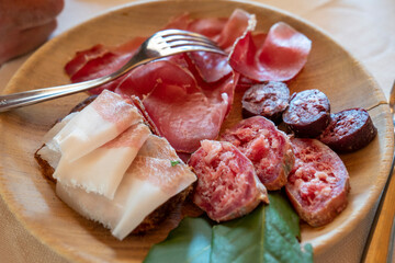 Gressoney valley typical food in restaurant Aosta Italy