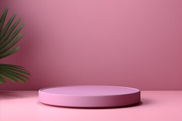 3d render of minimal geometric forms. Pink podium for your design.
