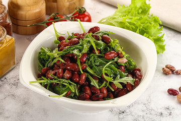 Red canned beans with arugula