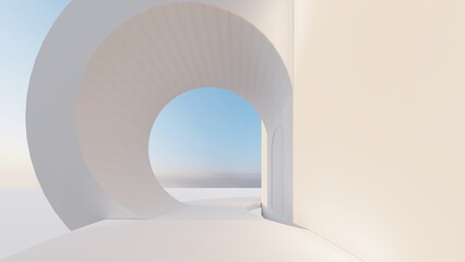 Abstract architecture background arched interior 3d render