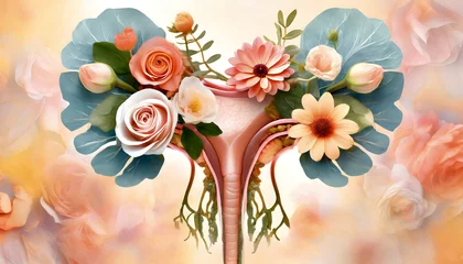 Foto op Plexiglas uterus, frau, floral, close up, abstrakt, blumen, bohemian, hintergrund, kunst, artwork, Gynäkologie, Medizin,  © jeepbabes
