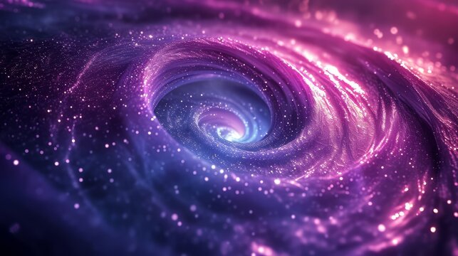 abstract background with technology and image of a atom bending through a dark space.