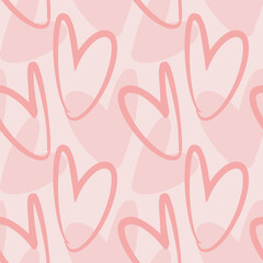 Cute Simple Romantic Seamless Pattern in hand-drawn hearts. Vector illustration