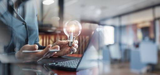 Concept of the idea using computers in business.