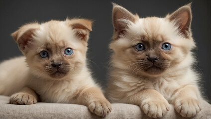 Cute puppy and kitten