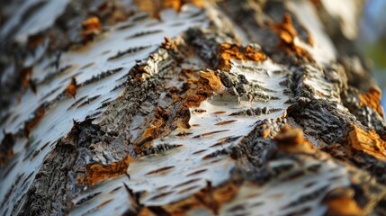  a close up of the bark of a tree with brown and white leaves on the bark and the bark of a tree with brown and white leaves on the bark.