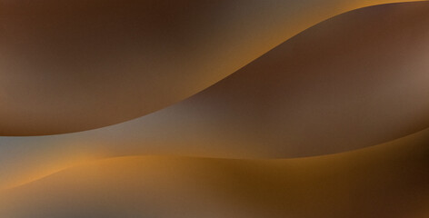 Elegant dark abstract background. Smooth and blurred waves. Noise texture effect on gold, black and metal colors