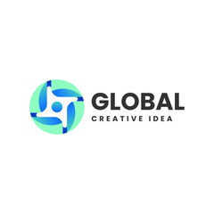 Vector Logo Illustration Global Gradient Colorful Style