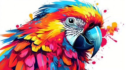 Obraz premium Watercolor parrot macaw on white background. generative AI