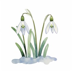 Aquarell Illustration Schneeglöckchen im Frühling