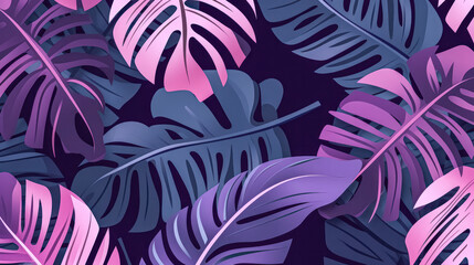 Vibrant neon tropical leaves, an artistic rendition of exotic tree and plant foliage.