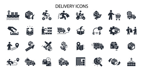 Delivery service icon set.vector.Editable stroke.linear style sign for use web design,logo.Symbol illustration.