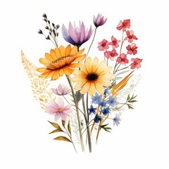 Aquarell Illustration Wildblumenstrauß