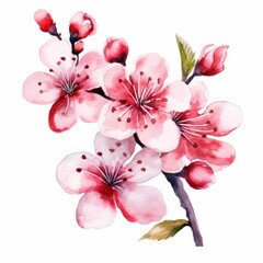 Aquarell Illustration der Kirschblüte - obrazy, fototapety, plakaty