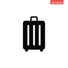 Black single suitcase filled icon, simple travel baggage flat design pictogram, infographic vector for app logo web button ui ux interface elements isolated on white background