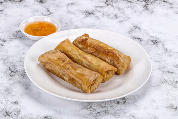 Traditional crispy fried stuffed springroll