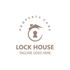 Lock House secure logo design, smart key home vector concept