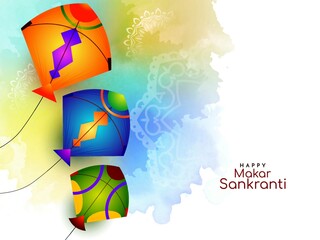 Happy Makar Sankranti Flyer Template. Makar Sankranti Festival of Kites Social Media Post and Background Design Vector Illustration India - obrazy, fototapety, plakaty
