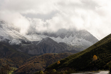 Mountain landscape panorama of las ubinas la mesa reserve in Asturias Spain