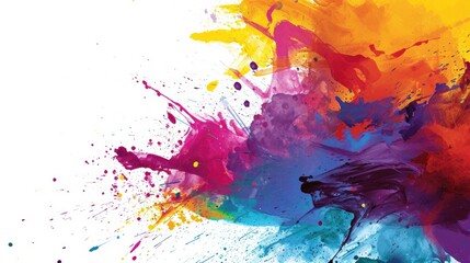 Abstract colorful watercolor splash on white background