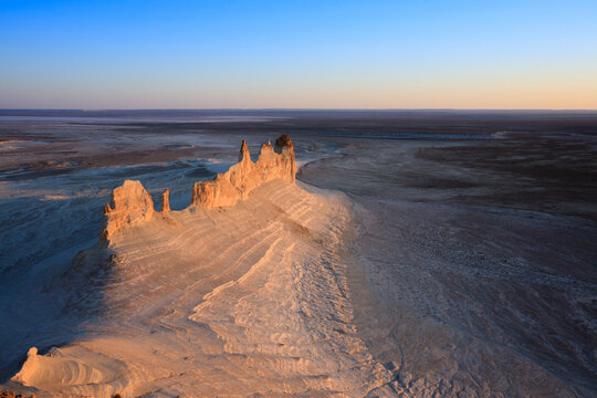 Stunning Mangystau landscape, Kazakhstan. Ak Orpa pinnacles view, Bozzhira valley