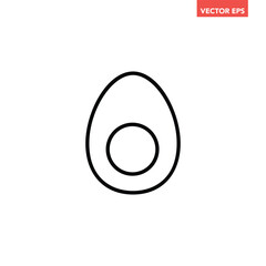 Single black round egg line icon, simple outline breakfast food flat design pictogram, infographic vector for app logo web button ui ux interface elements isolated on white background