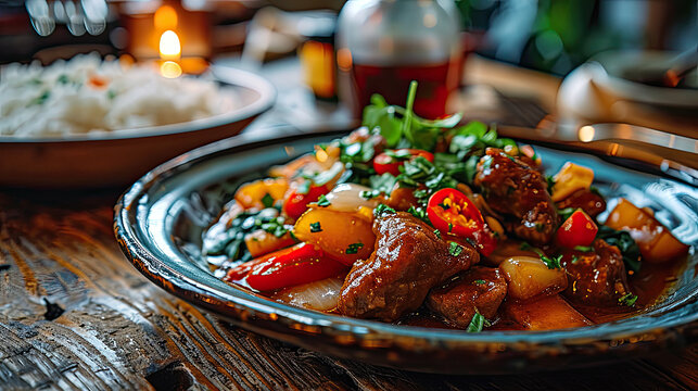 plated Chinese beef chop suey