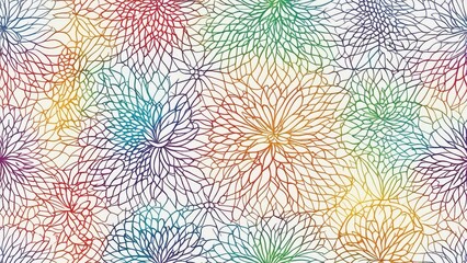  pattern with flowers A rainbow flower of life on a white background. Circles and colors in a harmonious design.  