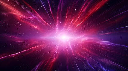 Fototapeta premium Abstract background in red purple and white neon glow colors. Speed of light in galaxy. Explosion in universe