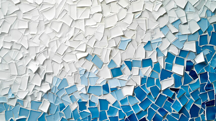 An abstract background featuring an white and blue background, in the style of mosaic-like forms