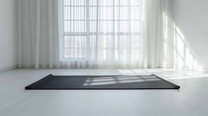 morning light on unfolded and twisted sports mats for fitness

