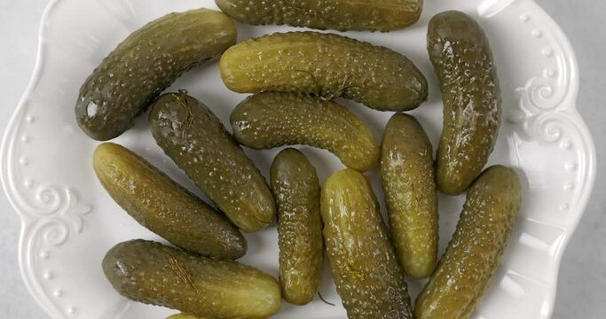 Close-up of pickled or salted cucumbers background