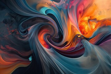 Abstract Swirls of Color in Dynamic Fluid Art Composition