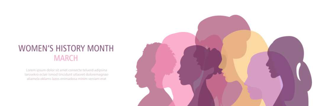 Women's History Month Banner.Flat Vector Illustration.