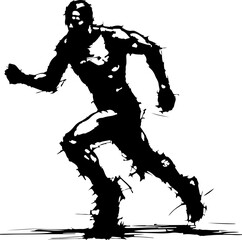 Vektorgrafik Vector von Figuren, Sportlern, abstrakte Menschen, schwarze weiß 