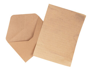 brown envelope with a blank card over white