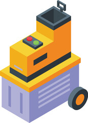 Push button garden shredder icon isometric vector. Work tree. Leaves equipment